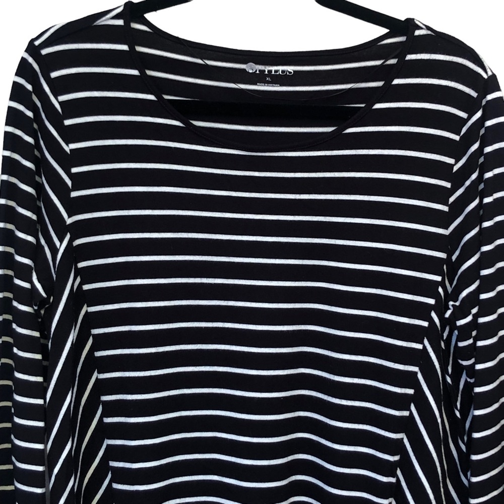 Stylus XL Long Sleeve Black Striped Dress size XL - Picture 4 of 13